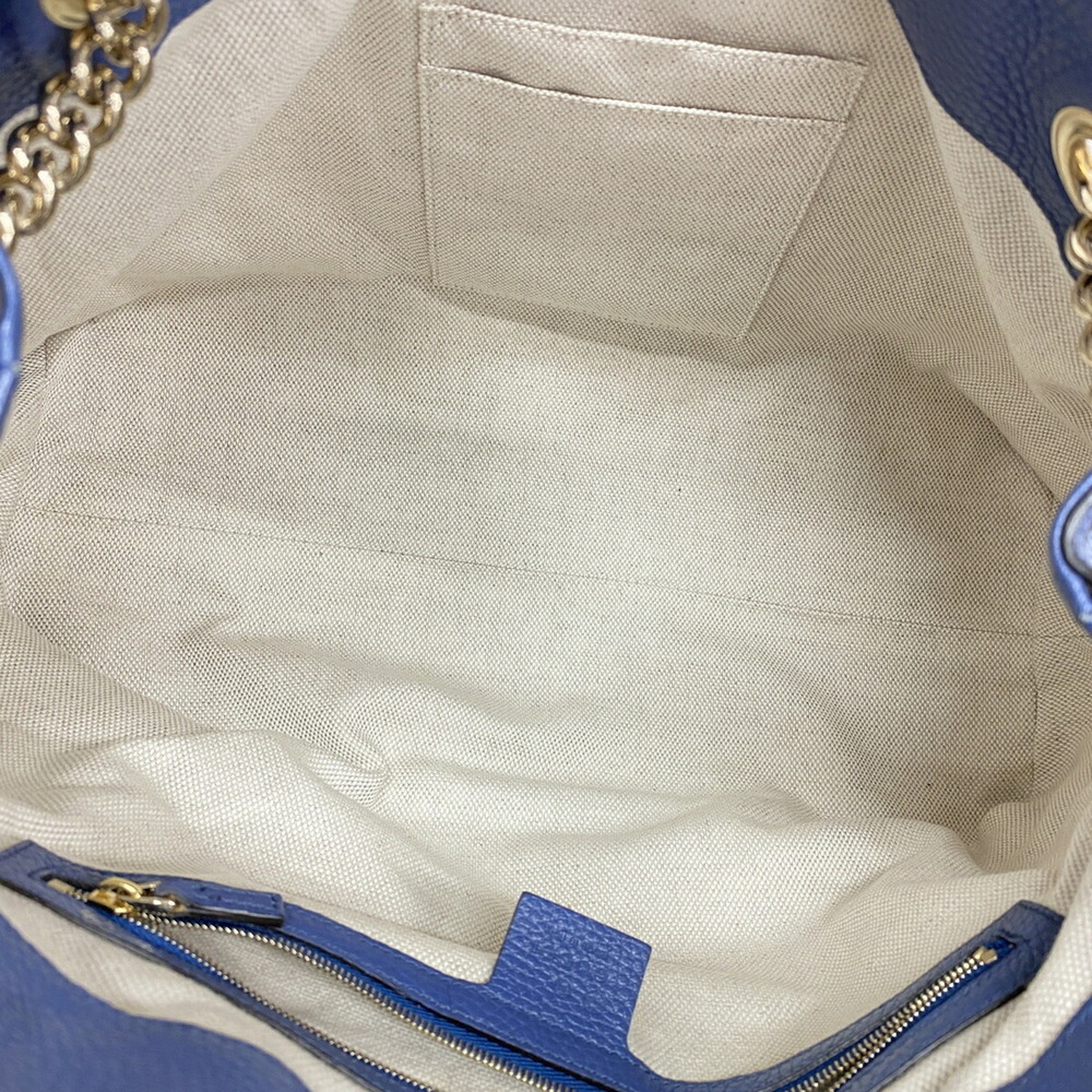 GUCCI Authentic Blue Leather Shoulder Bag - Picture 4 of 9